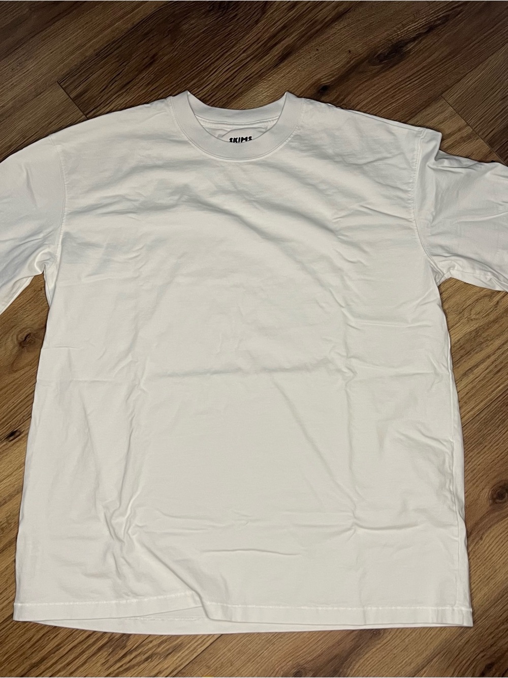 SKIMS Mens Cotton Classic Long Sleeve T-Shirt Chalk White Beige Medium M